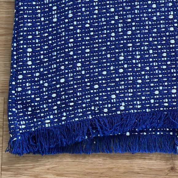 Vilagallo Womens Blue Tweed Fringe Hem Dress Size 44 Classic Office Workwear - Picture 6 of 7